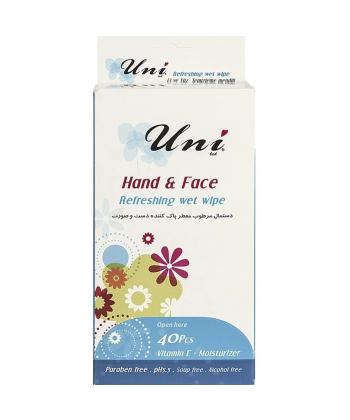 دستمال مرطوب تمیز کننده دست و صورت یونی لد بسته 40 عددی