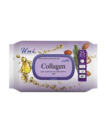 دستمال مرطوب پاک کننده آرایش یونی لد حاوی کلاژن 25برگی