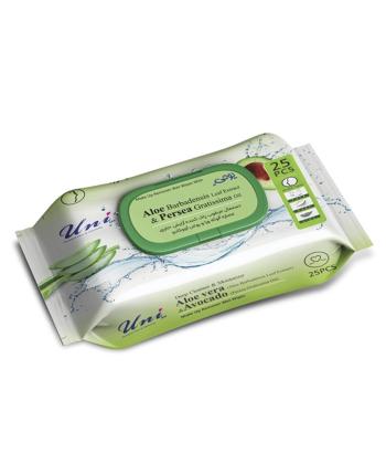 دستمال مرطوب پاک کننده آرایش یونی لد آلوکادو حاوی آلوئه ورا و آووکادو بسته 25 عددی