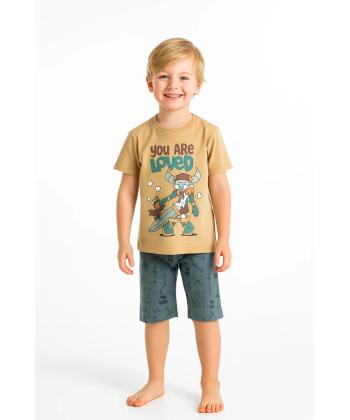 ست تیشرت و شلوارک نخی دخترانه سه دو مدل 5SK37NT2221