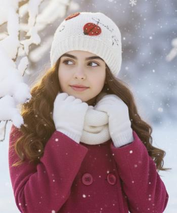 كلاه و دستكش دخترانه ملورينا كد 9110