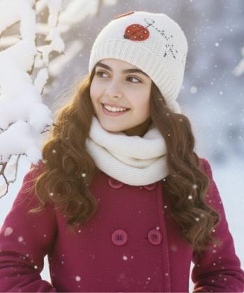 كلاه و دستكش دخترانه ملورينا كد 9110