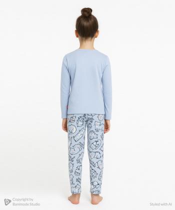 ست تیشرت و شلوار دخترانه باني نو طرح اسنوگل