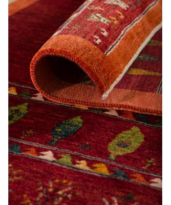 فرش دستباف کشکولی بافت ذوالانواری قرمز 2890