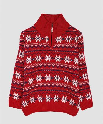 پليور بافت بچگانه باني نو طرح يقه نيم زيپ