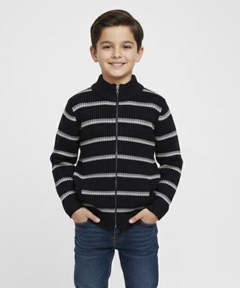 پلیور بافت پسرانه بانی نو طرح راه راه زیپی