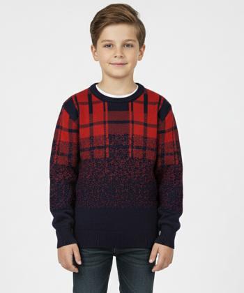 پلیور بافت پسرانه بانی نو طرح چهارخانه