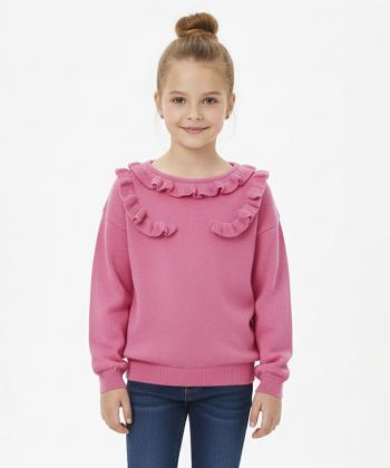 پليور بافت دخترانه باني نو طرح يقه دراپه