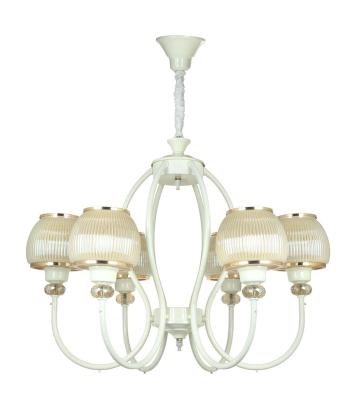 لوستر 6 شعله چشمه نور کد N2400/6 کرم با کریستال