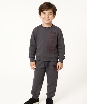 ست سویشرت و شلوار نخی پسرانه یو اس پولو کیدز مدل 4032C2