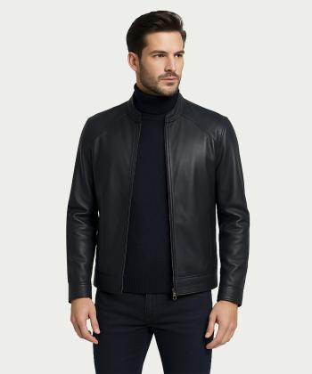 کاپشن مردانه چرم طبیعی مونو مدل K0008