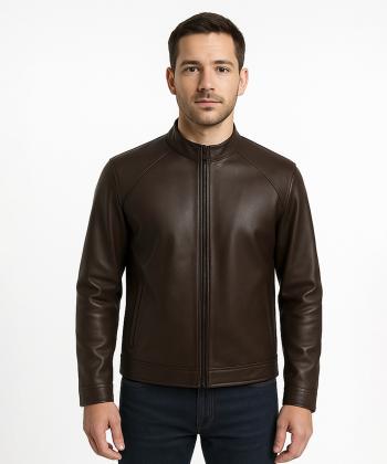 کاپشن مردانه چرم طبیعی مونو مدل K0008