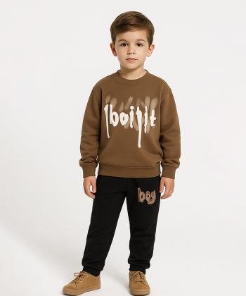 سویشرت و شلوار نخ پنبه پسرانه مندوست مدل 10790