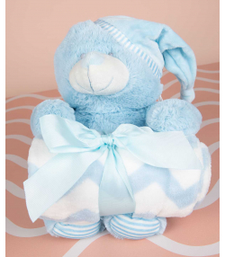 عروسک و پتو نوزاد دکو Deco مدل Blue Bear