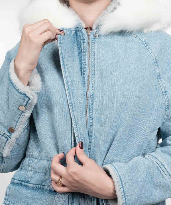 کاپشن جین زنانه خزدار جین وست Jeanswest کد 94222551