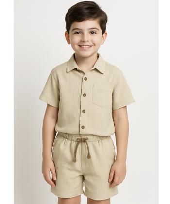 ست تیشرت و شلوارک نخی پسرانه مادر مدل MA27