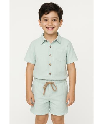 ست تیشرت و شلوارک نخی پسرانه مادر مدل MA27