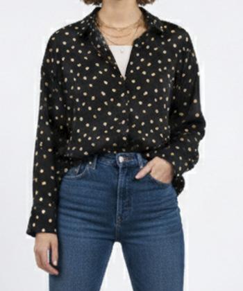 شومیز ساتن آستین بلند زنانه گل شه مدل 20524