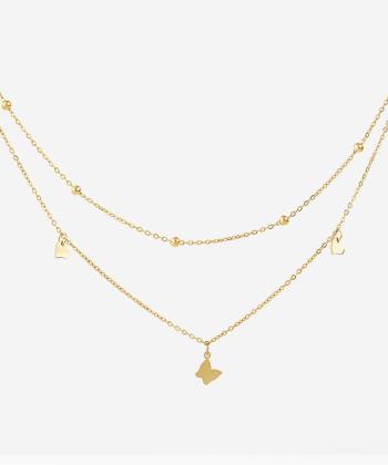 گردنبند قلب پروانه زنانه استیل ستراس مدل 107