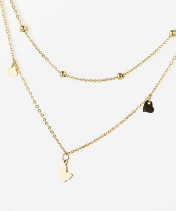 گردنبند قلب پروانه زنانه استیل ستراس مدل 107