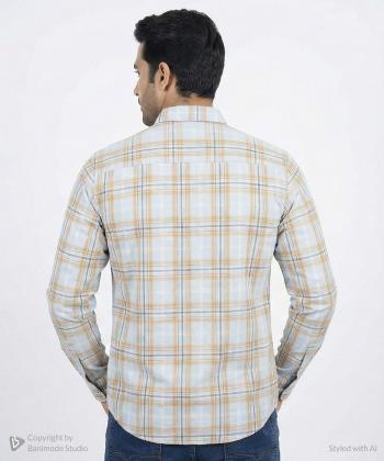 پيراهن آستين بلند چهارخانه مردانه برند پي لس كد 14040817