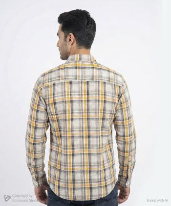 پيراهن آستين بلند چهارخانه مردانه برند پي لس كد 14040817