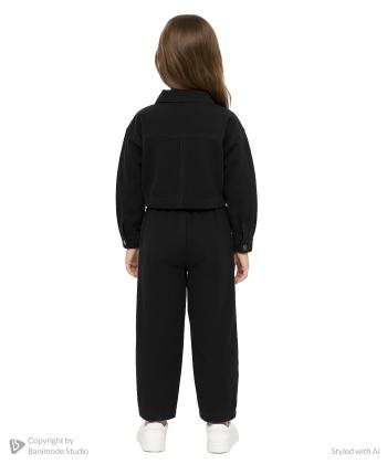 ست شومیز و شلوار کتان دخترانه یو اس پولو کیدز مدل 5836B3