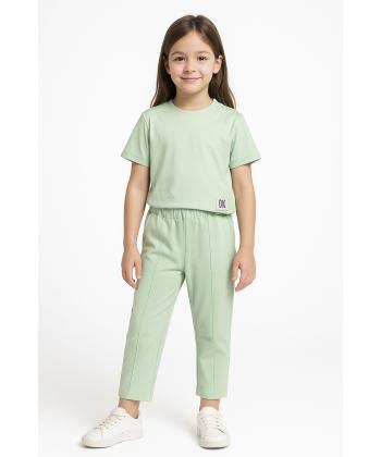 ست تیشرت و شلوار نخی دخترانه مادر مدل Avina