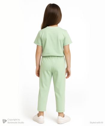 ست تیشرت و شلوار نخی دخترانه مادر مدل Avina