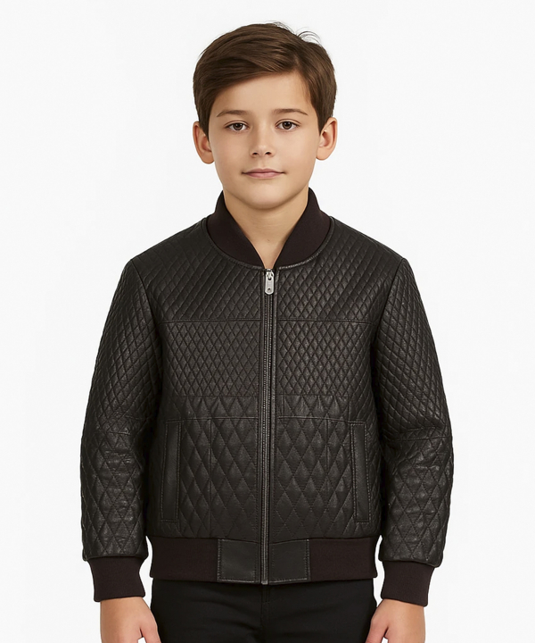کت پسرانه چرم طبیعی نوین چرم Novin Leather مدل هیمن