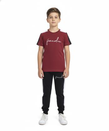 ست تیشرت و شلوار نخی راحتی پسرانه مادر مدل Eddy