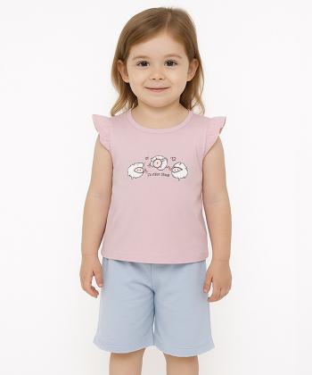 ست تیشرت و شلوارک نخی دخترانه ناربن مدل 1665