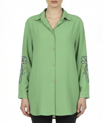 شومیز نخی آستین بلند زنانه شندی مدل 7087