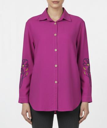 شومیز نخی آستین بلند زنانه شندی مدل 7087