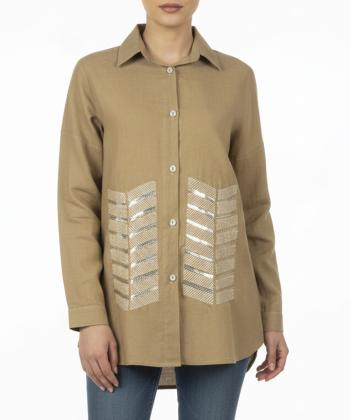 شومیز نخی آستین بلند زنانه شندی مدل 8184