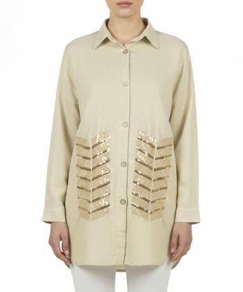 شومیز نخی آستین بلند زنانه شندی مدل 8184