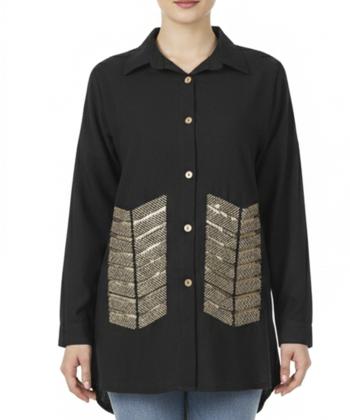 شومیز نخی آستین بلند زنانه شندی مدل 8184