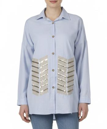 شومیز نخی آستین بلند زنانه شندی مدل 8184