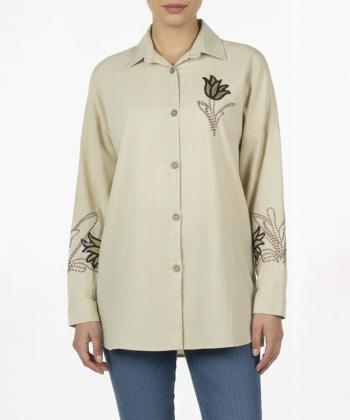 شومیز نخی آستین بلند زنانه شندی مدل 8185