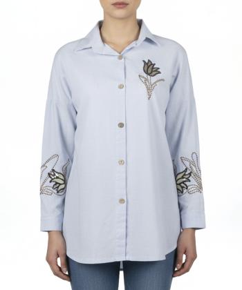 شومیز نخی آستین بلند زنانه شندی مدل 8185