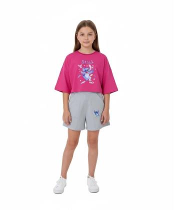 ست تیشرت و شلوارک نخی دخترانه تیتیش مدل 17988