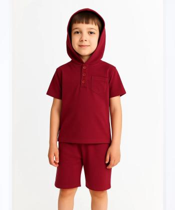 ست تیشرت و شلوارک نخی پسرانه مادر مدل Taco