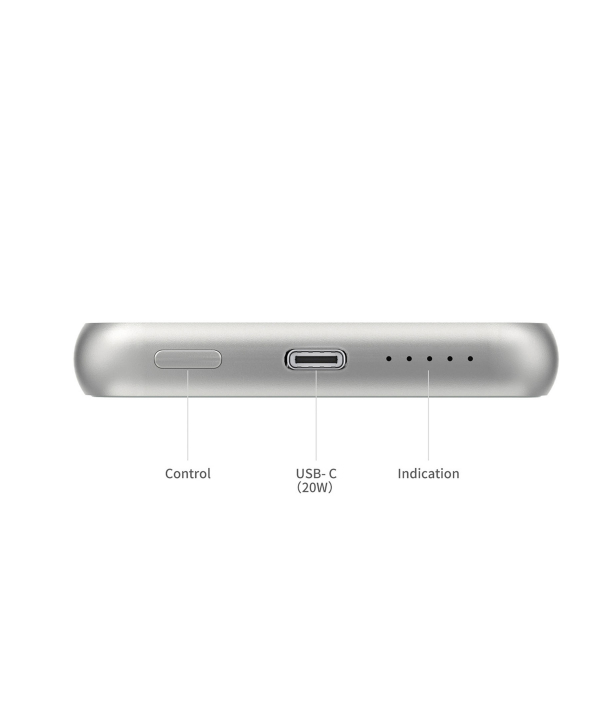 پاوربانک مگسیف 20 وات 5000 میلی‌آمپر مایپو مدل MIPOW POWER CUBE MAGLINK SLIM SPQ02 رنگ: خاکستری