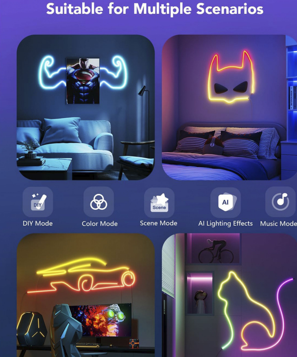 ریسه هوشمند نئون فلکسی 5 متری گووی مدل Govee Neon Rope Strip Light 2 H61D5