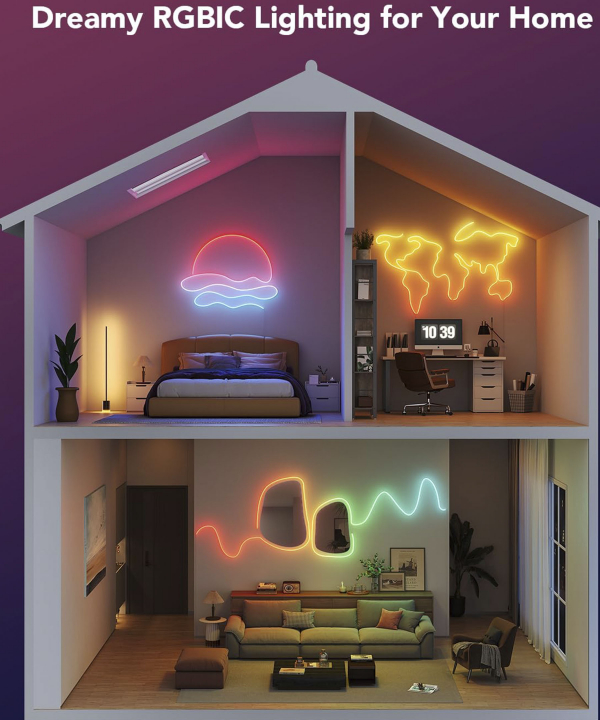 ریسه هوشمند نئون فلکسی 5 متری گووی مدل Govee Neon Rope Strip Light 2 H61D5