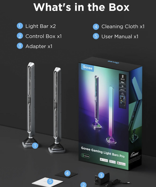 چراغ رومیزی هوشمند گیمینگ گووی مدل Govee Gaming Light Bars Pro H8048