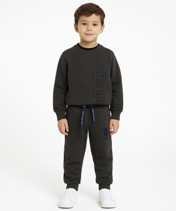 ست سویشرت و شلوار نخی پسرانه یو اس پولو کیدز مدل 4032C2