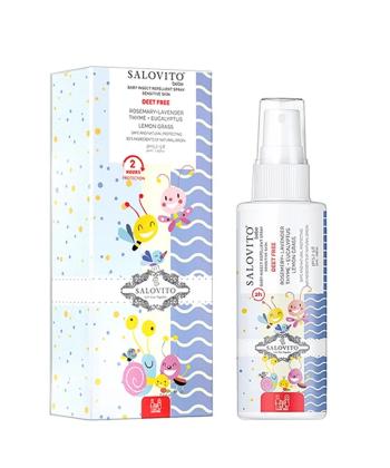 اسپری دافع حشرات سالوویتو محافظ طبیعی پوست حساس کودکان بدون DEET حجم 50 میلی لیتر