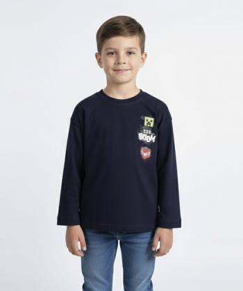 بلوز آستين بلند بچگانه تيتيش طرح ماينكرافت