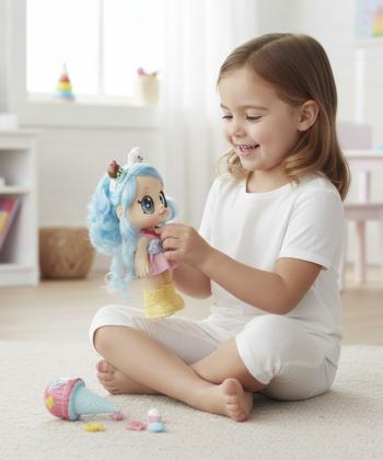 عروسک موزیکال دختر مو آبی کیکو مدل DY8801A-